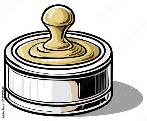 Metal Can with Golden Paste Inside Illustration, Creamy Texture, Product Packaging