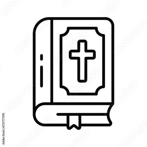 Christian holy bible flat outline icon for gothic and Halloween designs
