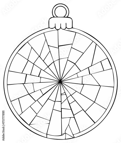 Holiday Ornament Coloring Page with Geometric Segments for Creative Fun