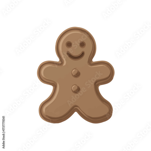 A vibrant gingerbread man, My Simple flat 2D icon isolated on a white background, flat design, vector, flat design, animation design, flat 2D icon, minimalist design. EPS format