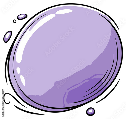 Shiny lilac soap bubble with reflections and swirling motion