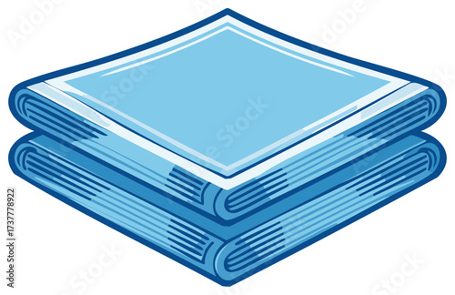 Neatly folded stack of clean blue towels or linens vector illustration icon