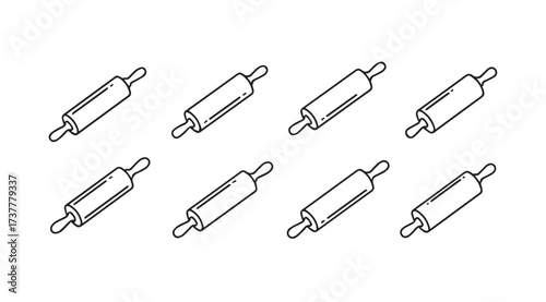 Vector art of rolling pin icon set