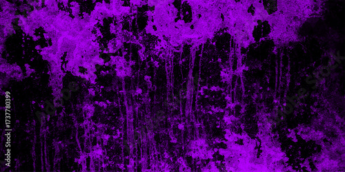 Intense purple abstract grunge texture with dark black background and dripping paint effect, conveying a dramatic and mysterious mood