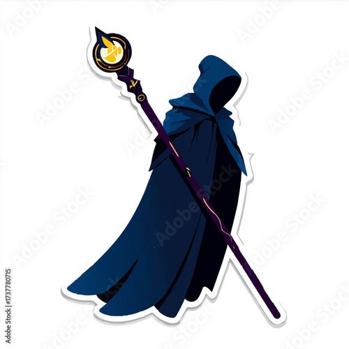 Mysterious Figure Wields Magic Staff with Orb

