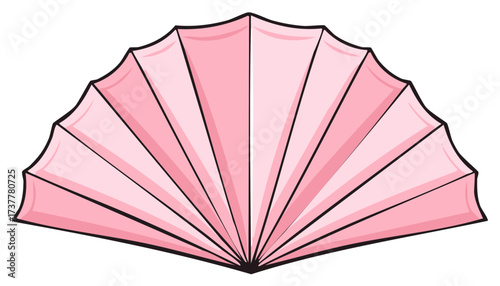 Elegant pink folding hand fan cartoon illustration. A traditional accessory for cooling in summer heat.