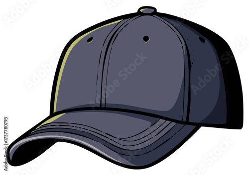 Isolated baseball cap illustration shaded sports hat close up baseball wear vector athletic headwear
