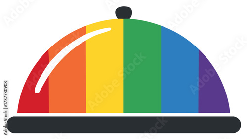 Striped Rainbow Cloche Icon Symbolizing Pride Diversity and Inclusive Dining