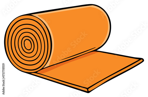 Rolled orange mat illustration for exercise, camping, or yoga practices in vector format
