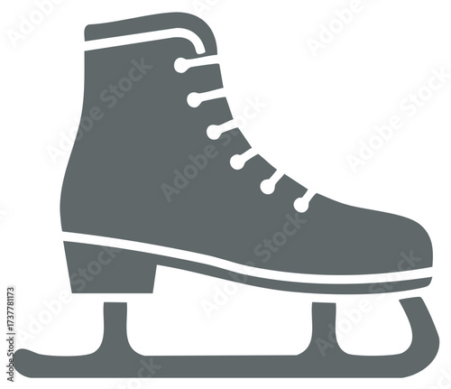 Gray ice skate icon vector illustration for figure skating and winter sports