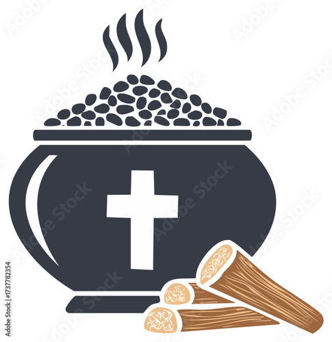 Christian Censer Pot with Burning Incense and Palo Santo Wood Sticks Spiritual Ritual