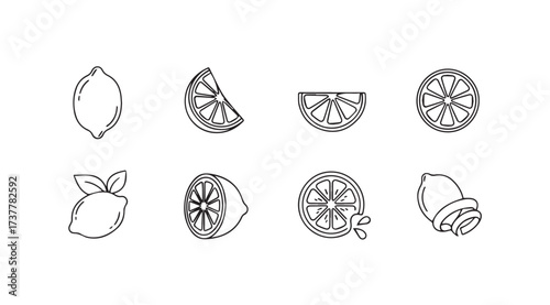 Vector art of lemon icon set