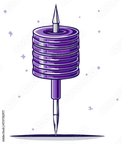 Purple and Silver Tattoo Machine with Sparkles Tattoo Tool Vector Illustration