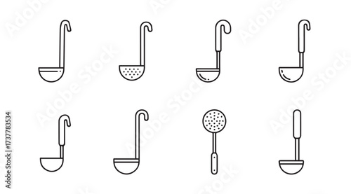 Vector art of ladles isolated on white