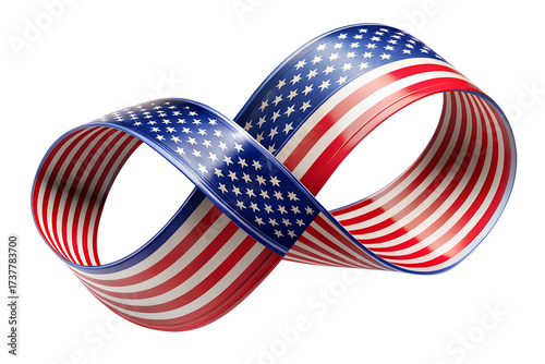 American flag infinity symbol representing eternal patriotism and enduring national spirit isolated on transparent background