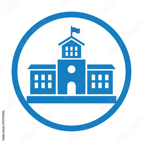 Classic school building icon symbol representing education and learning institutions - Vector illustration logo template