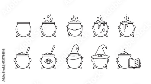 Vector art of cauldron vector set