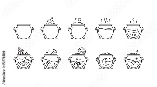 Vector art of cauldron icon set