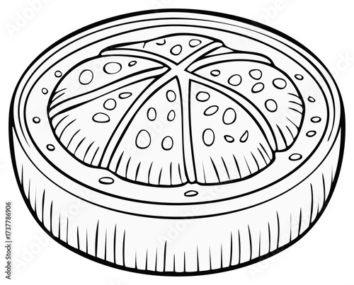 Circular Food Illustration, Cross-Sectional View
