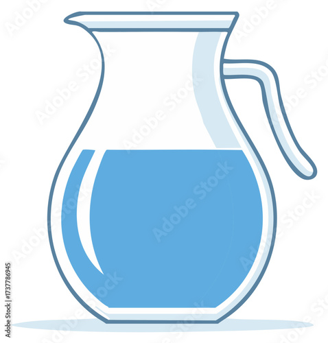 Glass pitcher filled with clear liquid refreshment