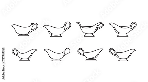 Vector art of sauce boat collection