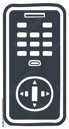 Remote control glyph icon simple hand drawn illustration for technology and electronics