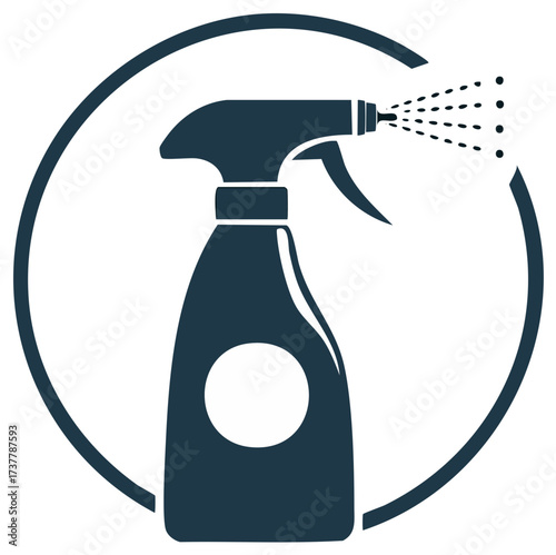 Vector Icon of a Cleaning Spray Bottle Spraying Disinfectant Mist