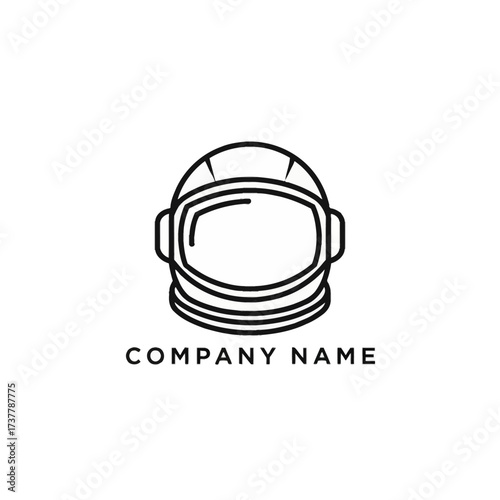 Minimalist Astronaut Helmet Line Art Logo Design.