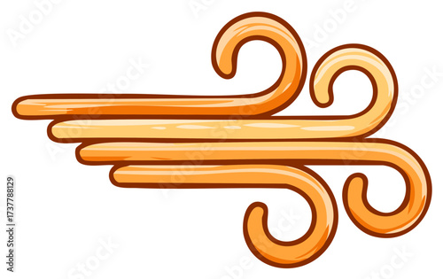 Cartoon Wind Illustration Blowing Strongly Weather Concept with Curvy Swirls and Flowing Gusts in a Decorative Design