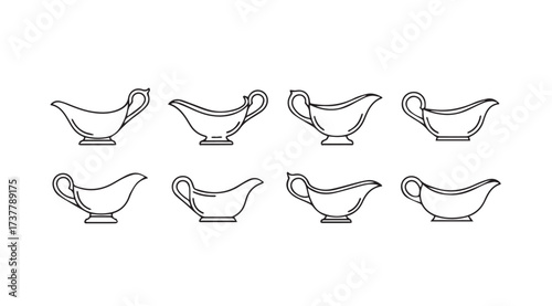Vector art of gravy boats isolated
