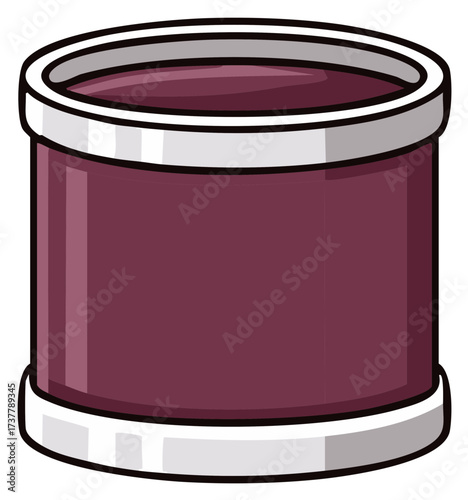 A simple cartoon illustration of a jar filled with purple berry jam or fruit preserve