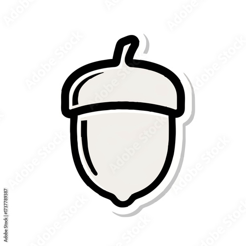 Minimalist Acorn Icon with Shadow on White Background

