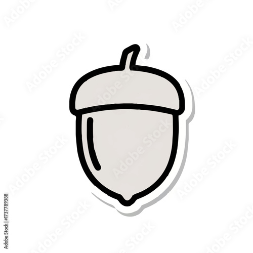Minimalist Acorn Icon with Shadow on White Background

