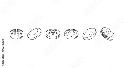 Vector art of tomato slices isolated