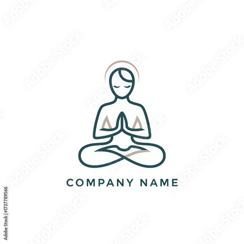 Minimalist Yoga Pose Logo Design for Wellness Company.