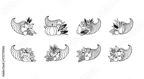 Vector art of cornucopias on white
