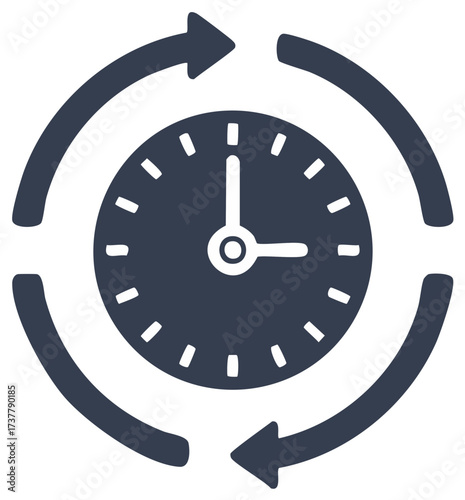 Circular arrow time clock icon symbolizing continuous operation and time management