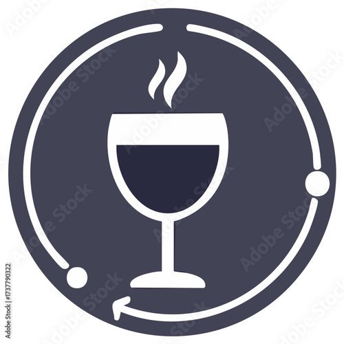 Hot mulled wine drink service and delivery cycle vector graphic icon