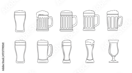 Vector art of beer glasses isolated