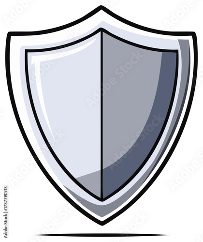 Illustration of a medieval shield design with a metallic appearance