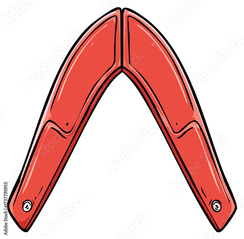 Stylized Red Arching Object with Rivets and Black Outline