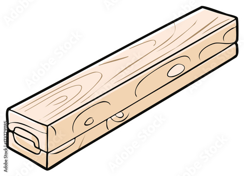 Stacked Wooden Planks with Wood Grain Texture Cartoon Illustration