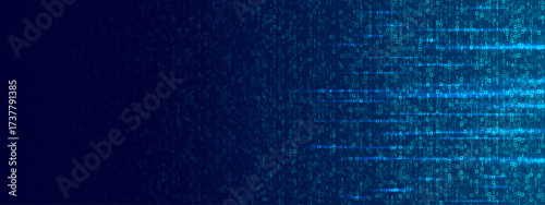 Digital binary rain effect in blue tones. Abstract matrix code flow with 0 and 1 digits, futuristic tech screen, cyber software, data stream, and computer security backdrop. Vector illustration.