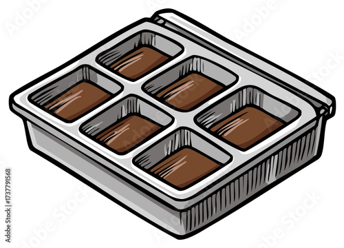 Cartoon Chocolate Bar Mold Filled with Sweet Brown Confection