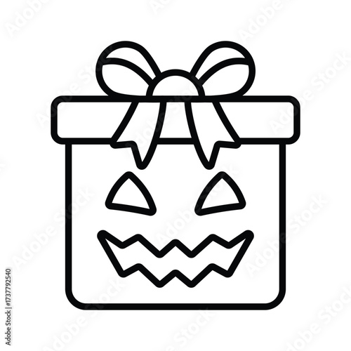 Check this amazing flat outline icon of halloween gift box in modern style