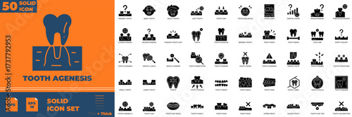 Tooth Agenesis Solid Editable Icons set