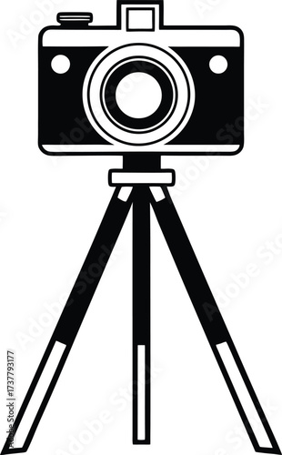 Classic camera on sturdy tripod for photography and videography projects 