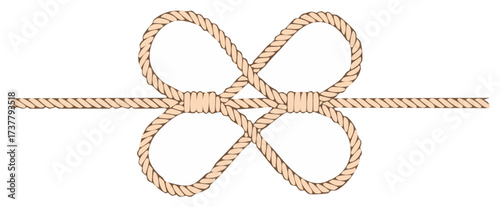 Detailed illustration of a braided rope forming a butterfly knot