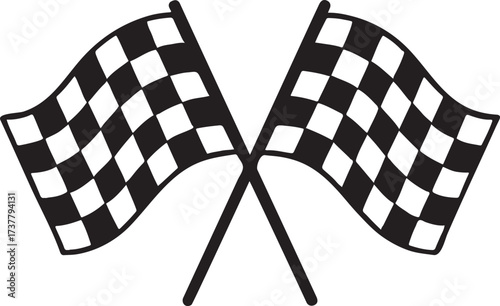 Crossed Checkered Flags Illustration for Racing and Victory
