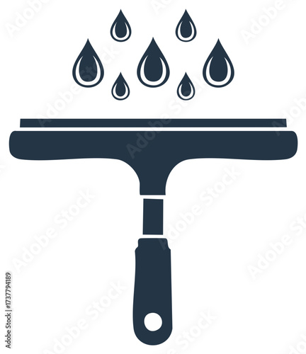 Window squeegee and water drops cleaning symbol